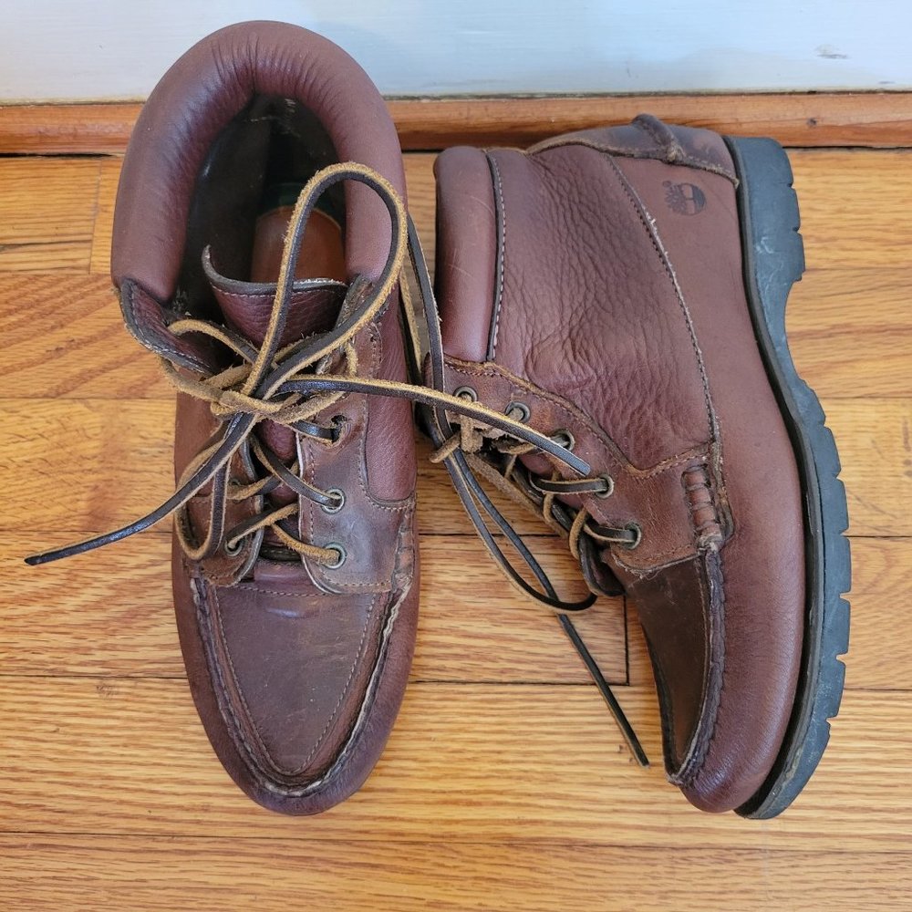 Timberland 7M Brown Leather Hiking Work Boots Waterproof Vintage‎